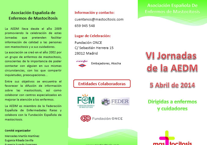 AEDM - VI Jornadas para enfermos de mastocitosis y cuidadores